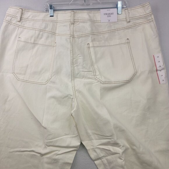 Future Collective Jenny K. Lopez Womens Straight Leg Cream Jeans Size 24 - Picture 5 of 9